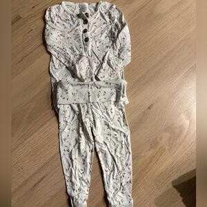 Lou Lou & Company Top & Bottom Cozy White and Brown Patterned Pajama/Lounge Set